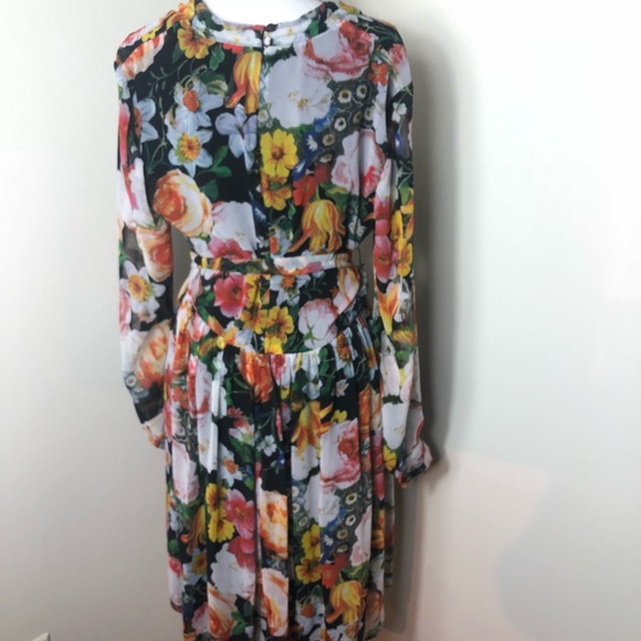 LF Multicolored Floral Tie Dress Size 16 - Picture 4 of 6